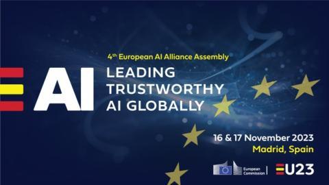 Poster for the 4th European AI Alliance Assembly in 2023